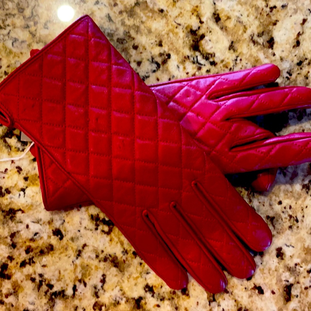 Leather red gloves new from Chico’s